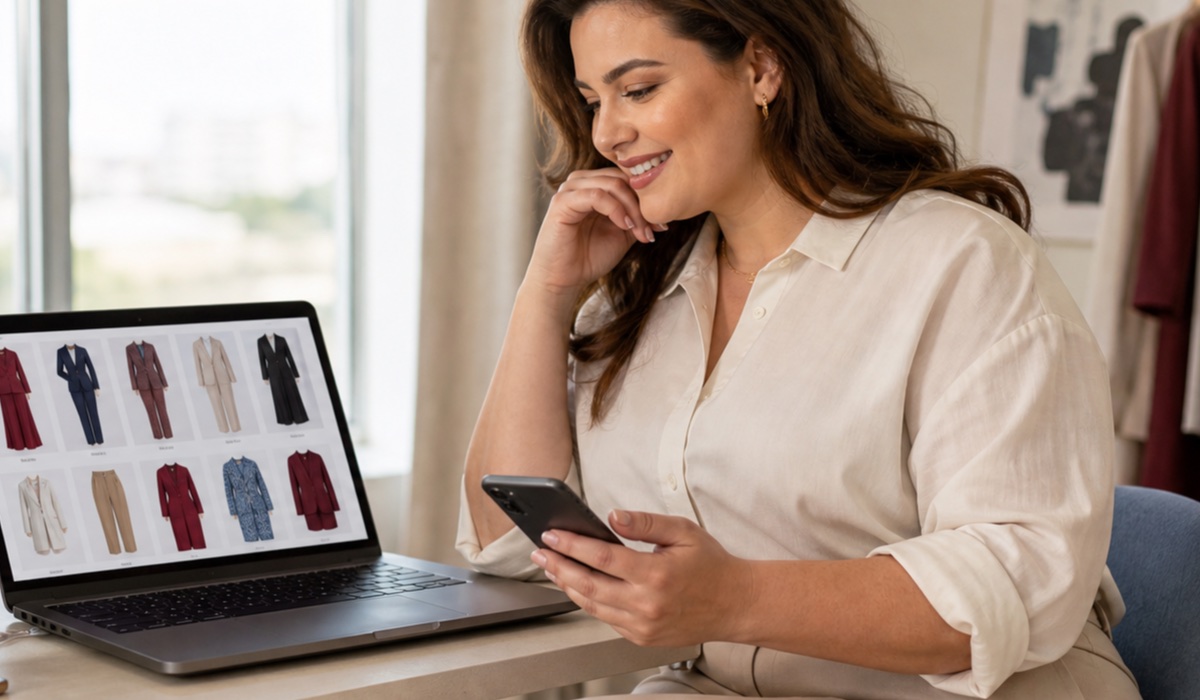 Online-Katalog für Damenmode in großen Größen mit neuen Modellen