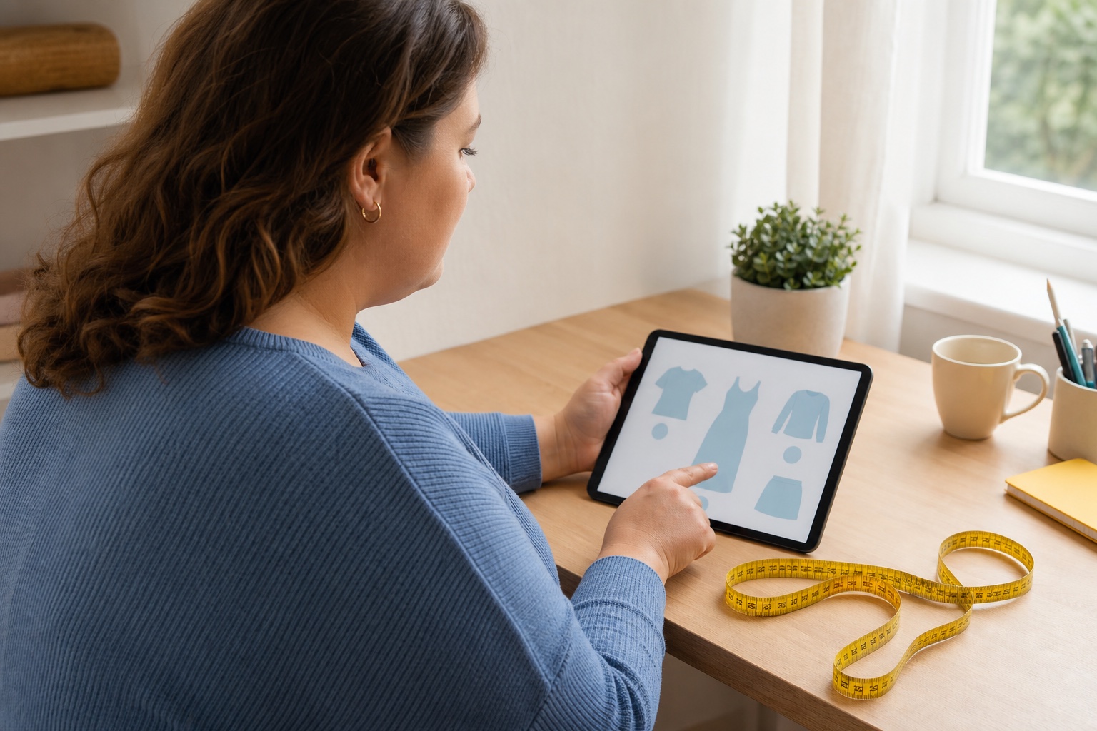 Online-Auswahl von Plus-Size-Kleidung anhand von Maßen