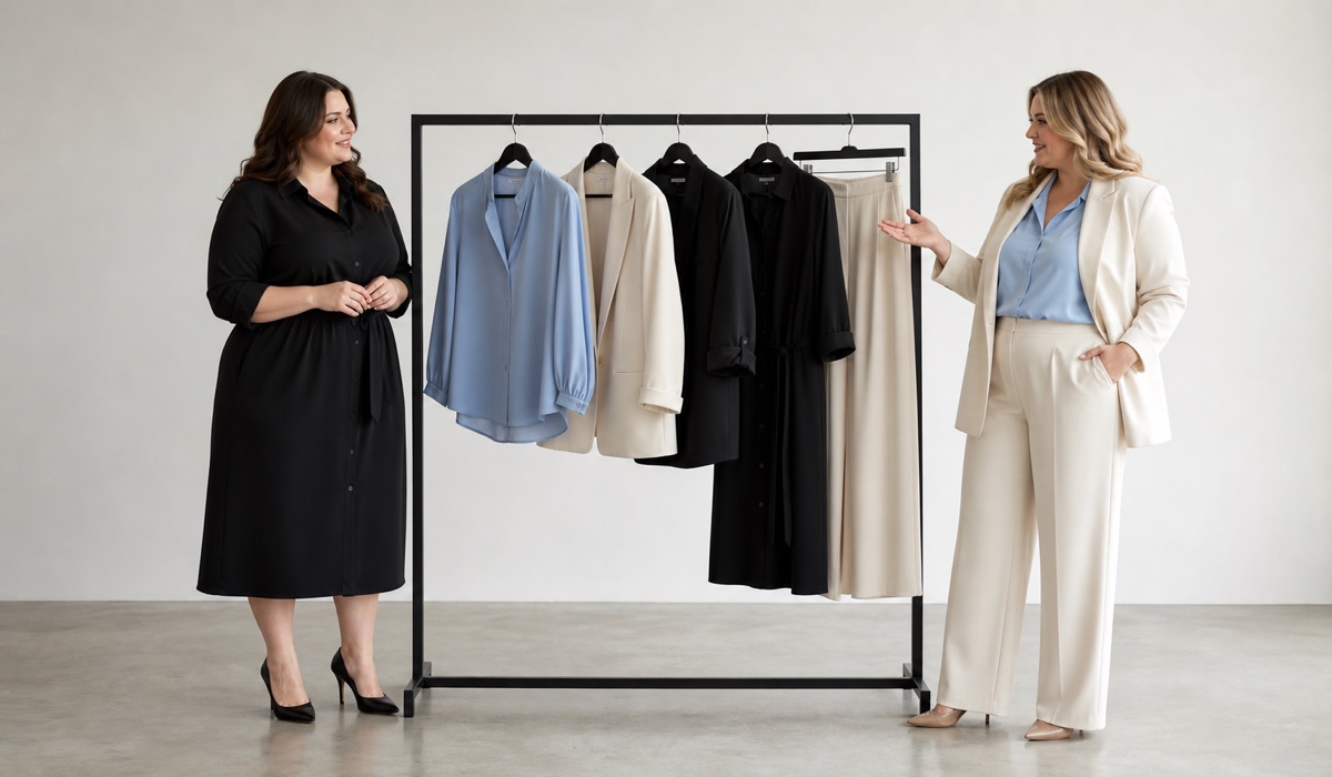 Plus Size capsule collection from a Ukrainian brand in milky and graphite shades