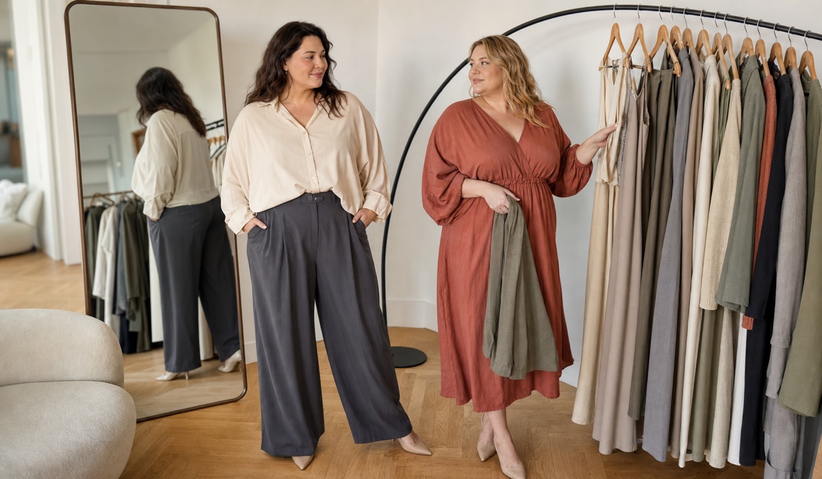 Капсула женской одежды Plus Size с разными фасонами и размерами