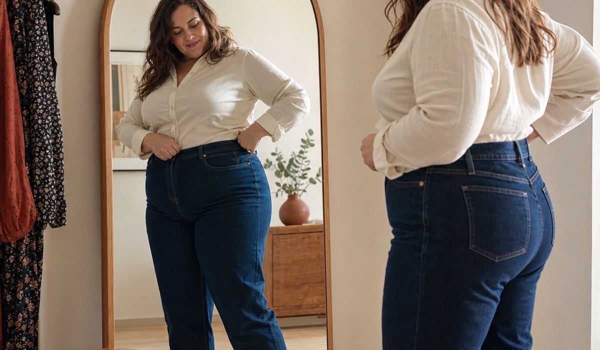 Джинсы Plus Size с высокой посадкой и проверкой замеров перед покупкой