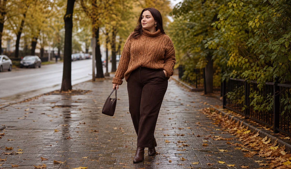 Светр крупної в’язки oversize для Plus Size на осінь