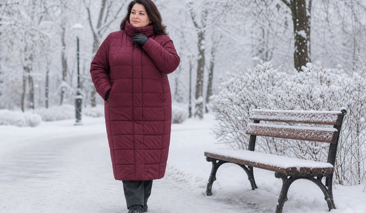Городской образ Plus Size с брюками из экокожи и объемным верхом