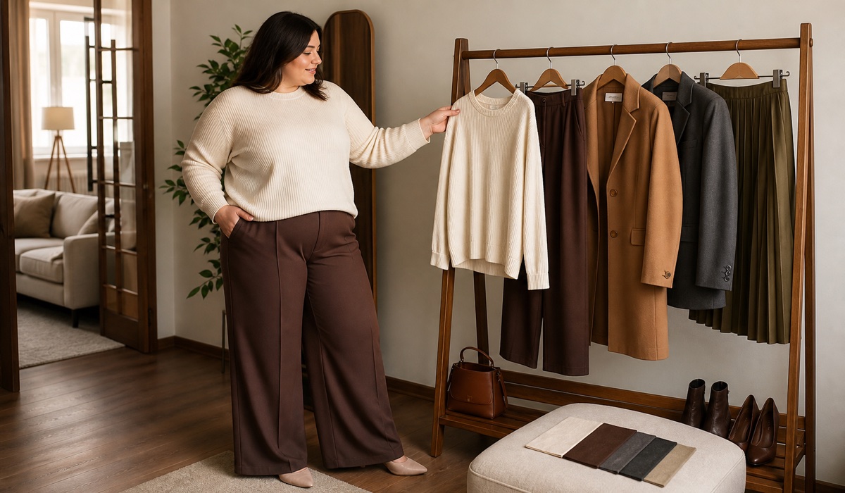Капсульный гардероб Plus Size в бежевых, шоколадных и серых оттенках