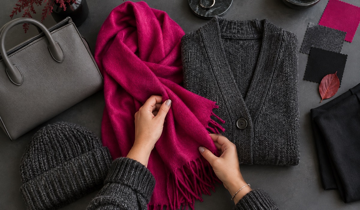 Палітра графітового та фуксії для Plus Size осіннього образу