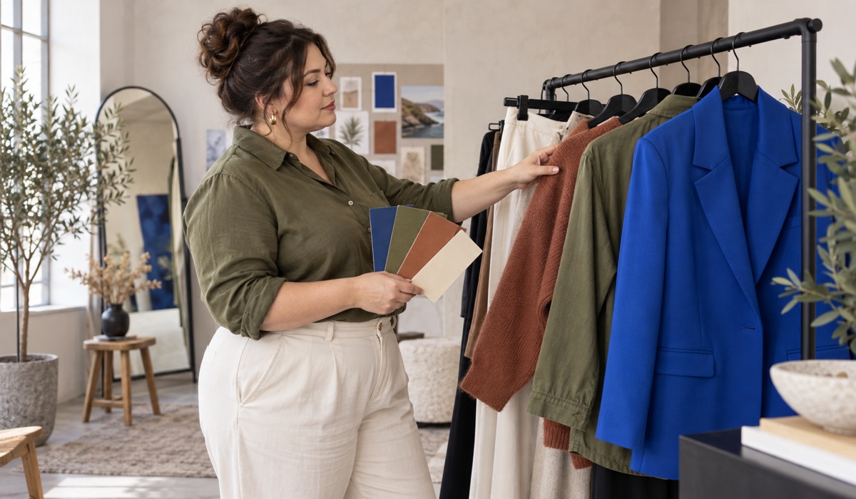 Капсула plus size з синіми, оливковими та теракотовими відтінками